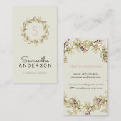 Monogram Floral Wreath Visitekaartje (Voorkant / Achterkant)