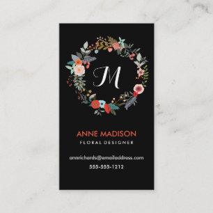 Monogram Floral Wreath Visitekaartje