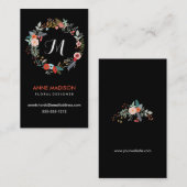 Monogram Floral Wreath Visitekaartje (Voorkant / Achterkant)