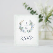 Monogram Floral Wreath Wedding Meal Choice RSVP Briefkaart (Staand voorkant)