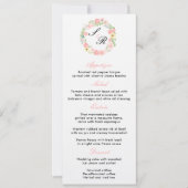 Monogram Floral Wreath Wedding Party Menu Kaart (Voorkant)
