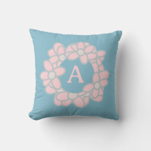 Monogram Floral Wreator Pastel Retro Kussen