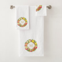 Monogram  Floral Wreator Towel Set