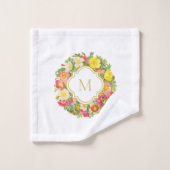 Monogram  Floral Wreator Towel Set Bad Handdoek (Wasdoekje)