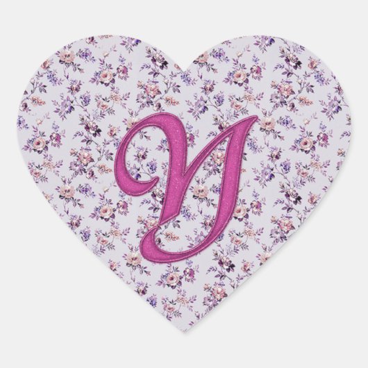 Monogram Floral  Y Hart Sticker (Voorkant)