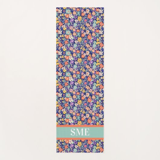 Monogram Floral Yoga Mat - Custom Initial Mat (Voorkant)