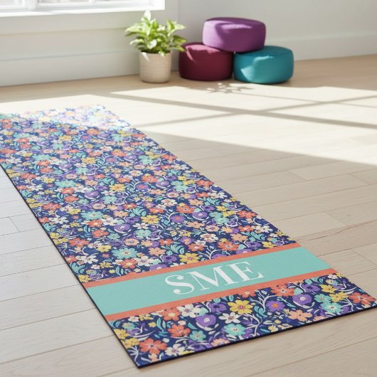 Monogram Floral Yoga Mat - Custom Initial Mat