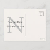 Monogram Floral Zwarte Waterverf sparen de Datum Briefkaart (Achterkant)