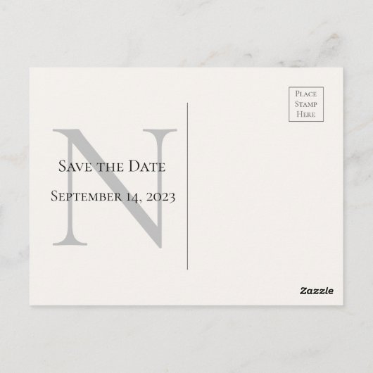 Monogram Floral Zwarte Waterverf sparen de Datum Briefkaart (Achterkant)