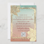 Monogram Florals Faux Gold Lijst QR Code Ombre Kaart (Voorkant)