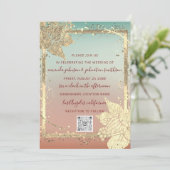 Monogram Florals Faux Gold Lijst QR Code Ombre Kaart (Staand voorkant)
