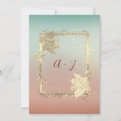 Monogram Florals Faux Gold Lijst QR Code Ombre Kaart (Achterkant)