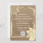 Monogram Florals Foto Gold Lijst QR Code Kraft Kaart (Voorkant)