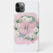 Monogram Florenz Waterverf Was Roze wit script Case-Mate iPhone Case (Achterkant)