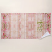 Monogram florroze houtfamilie uit het bijtende lan strandlaken (Voorkant)