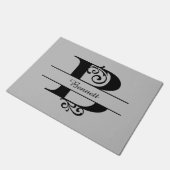Monogram Flourish Letter B met de naam Doormat Deurmat (Schuin)