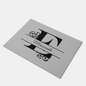 Monogram Flourish Letter E met de naam Deurmat (Schuin)