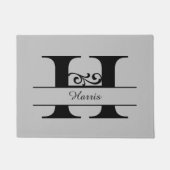 Monogram Flourish Letter H met naam Deurmat (Voorkant)