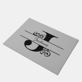 Monogram Flourish Letter J met naam Doormat Deurmat (Schuin)
