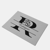Monogram Flourish Letter R met naam Deurmat (Schuin)