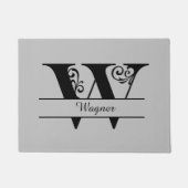 Monogram Flourish Letter W met naam Deurmat (Voorkant)