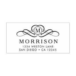 Monogram Flourish retouradres Zelfinktende Stempel