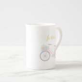 Monogram Flower Bicycle Cute Pastel China Mok (Voorkant rechts)