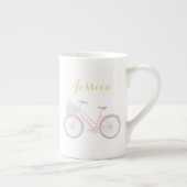 Monogram Flower Bicycle Cute Pastel China Mok (Rechts)