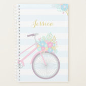Monogram Flower Bicycle Cute Pastel Planner (Voorkant)