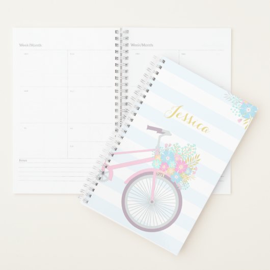Monogram Flower Bicycle Cute Pastel Planner (Display)