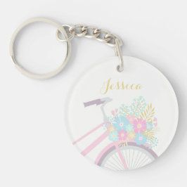 Monogram Flower Bicycle Wishing Great Day Sleutelh Sleutelhanger