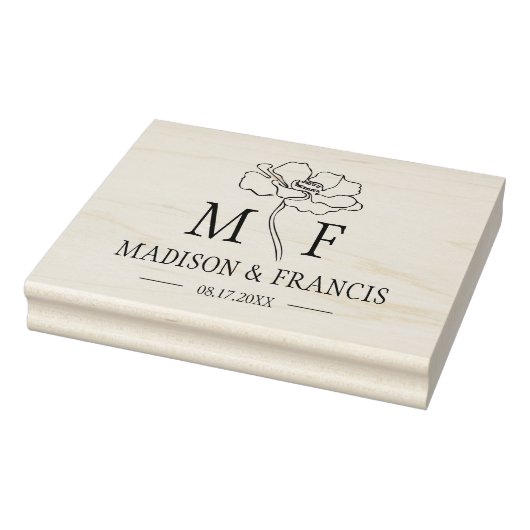 Monogram Flower Custom Weddenschap Bag Rubberstempel (Stempel)