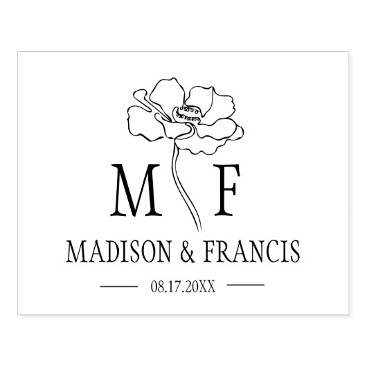 Monogram Flower Custom Weddenschap Bag Rubberstempel (Afrduk)