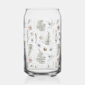 Monogram Flowers and Fern Leaves Floral Botanical Blikvorm Glas (Links)