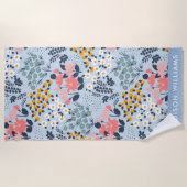 Monogram Flowers Elegant Stijlvol Strandlaken (Voorkant)