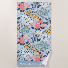 Monogram Flowers Elegant Stijlvol Strandlaken