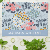 Monogram Flowers Elegant Stijlvol Theedoek (Gevouwen)