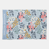 Monogram Flowers Elegant Stijlvol Theedoek (Horizontaal)