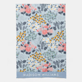 Monogram Flowers Elegant Stijlvol Theedoek (Verticaal)