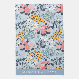 Monogram Flowers Elegant Stijlvol Theedoek