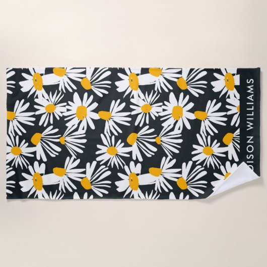 Monogram Flowers Elegant Stylish Beach Towel Strandlaken (Voorkant)