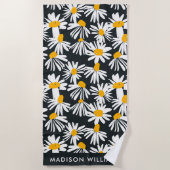 Monogram Flowers Elegant Stylish Beach Towel Strandlaken (Voorkant)