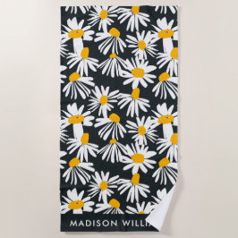 Monogram Flowers Elegant Stylish Beach Towel Strandlaken