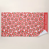 Monogram Flowers Elegant Stylish Beach Towel Strandlaken (Voorkant)