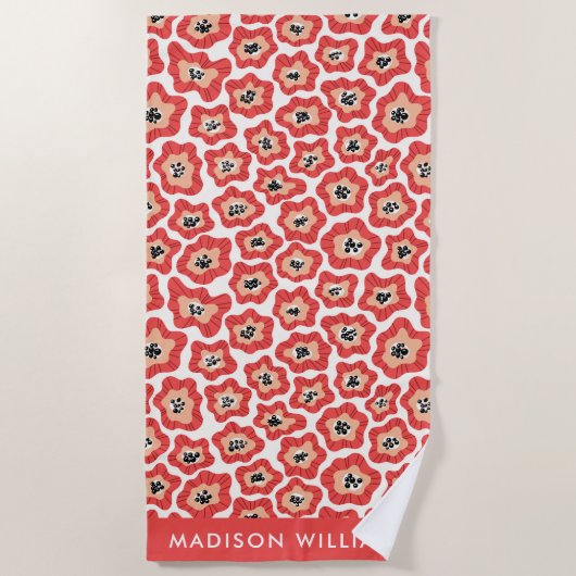 Monogram Flowers Elegant Stylish Beach Towel Strandlaken (Voorkant)