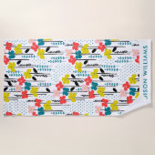 Monogram Flowers Elegant Stylish Beach Towel Strandlaken (Voorkant)