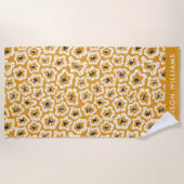 Monogram Flowers Elegant Stylish Beach Towel Strandlaken (Voorkant)
