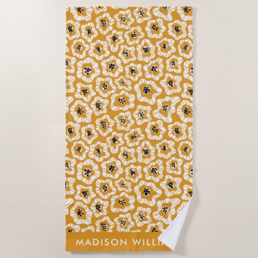 Monogram Flowers Elegant Stylish Beach Towel Strandlaken (Voorkant)