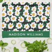 Monogram Flowers Elegant Stylish Kitchen Towel Theedoek (Gevouwen)