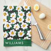 Monogram Flowers Elegant Stylish Kitchen Towel Theedoek (Quarter Fold)